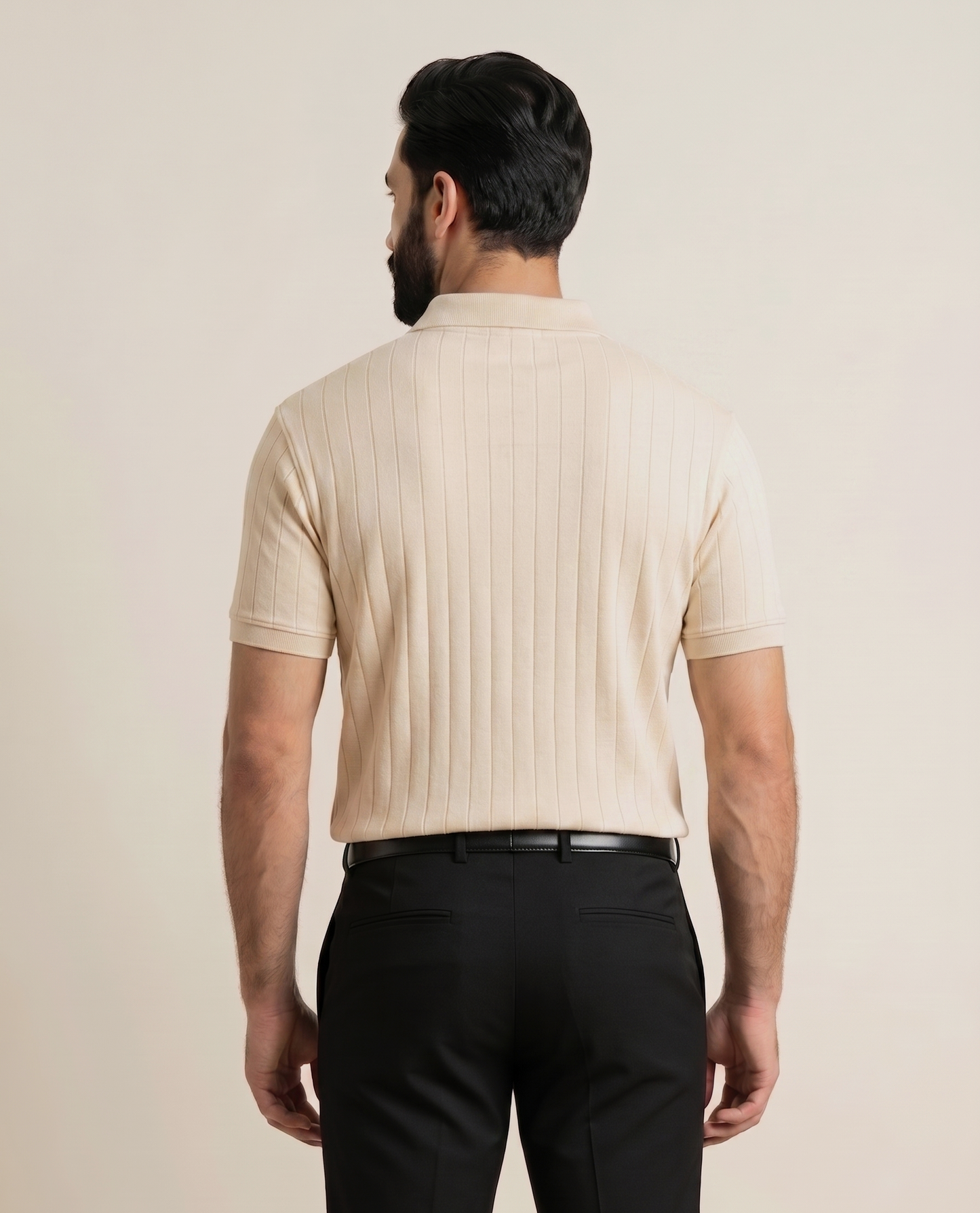Off-White Knitted Drop-Needle V-Neck Polo